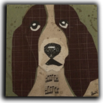 "Basset" Mixed media 6in x 6in $36 SOLD