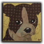 "Boston Terrier" Mixed media 6in x 6in $36 SOLD