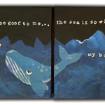 "My Small Boat" mixed media, two 6" x 6" panels, not for sale